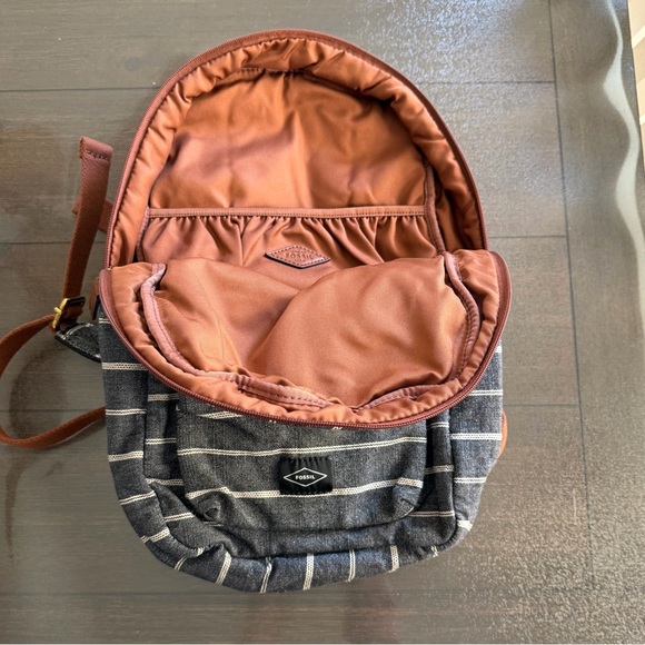 Fossil - Phoebe Grey Canvas Striped Backpack - Picture 5 of 5